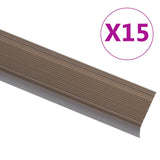Stair Nosings in L-shape 15 pcs Aluminium 100 cm Brown 146765