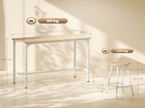 5 Piece Bar Table Set for 4 with Stools, Metal Frame, Footrest for Kitchen Natural Wood T3398P554304