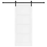 Sliding Door White and Black 83 x 202 cm Solid Pine Wood 3333197