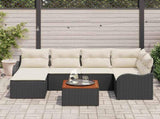 Garden Sofa Set with Storage 7 pcs Black and Cream Poly Rattan 3356143