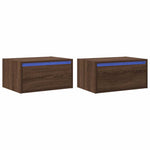 ZNTS Wall-mounted Bedside Cabinets with LED Lights 2 pcs Brown Oak 860224