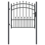 Fence Gate with Spikes Grey 100 x 100 cm Powder-coated steel 42009002