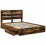 Storage Bed with Drawer Smoked Oak 140 x 200 cm Engineered Wood 3411896