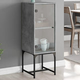 Side Cabinet with Glass Doors Concrete Grey 35x37x100 cm 836556