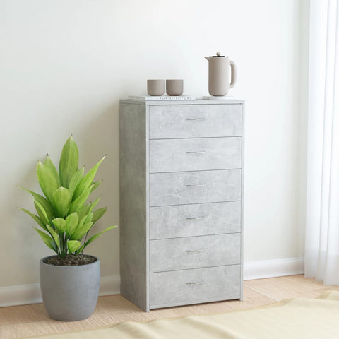 Sideboard with 6 Drawers Concrete Grey 50x34x96 cm Engineered Wood 800670