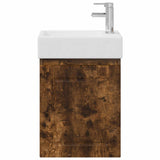 Bathroom Vanity Unit with Tap Smoked Oak 45.5 x 22.5 x 84 cm 889516