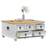 Storage box with Drawer White 90 x78 x 45 cm Solid Pine Wood 42024938