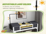Wooden Tortoise Enclosure w/ Adjustable Lamp Holder, Openable Lid, Dual Main Houses, Storage Shelf, T3398P350005