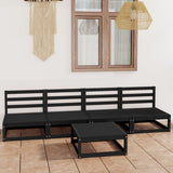 5 Piece Garden Lounge Set Black Solid Pinewood 3075348