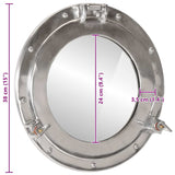 Porthole Mirror Wall Hanging 38 cm Aluminium and Glass 357849