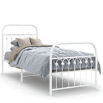Metal Bed Frame without Mattress with Footboard White 80x200cm 376658
