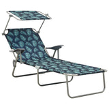 Outdoor Sunbed Leaf print Steel frame One size Foldable 310338