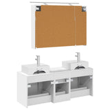 Bathroom Furniture Set 4 pcs White Engineered Wood and Glass 3406815