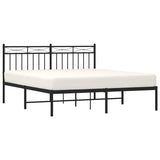 Metal Bed Frame without Mattress with Headboard Black 150x200cm 373693