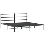 Metal Bed Frame without Mattress with Headboard Black 193x203cm 355371