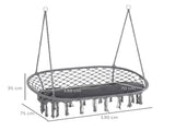Two-Seater Boho Macrame Hammock Swing - Grey T3398P325159