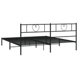 Metal Bed Frame without Mattress with Headboard Black 200x200cm 355470