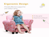Toddler Chair Children's Armchairs Wood Frame w/ Footrest Anti-Slip Legs High Back Arms for Bedroom T3398P379080