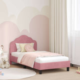 Children's Bed Frame with Headboard Pink 80 x 160 cm Velvet 42010939