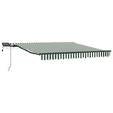 Retractable Awning Green and white 350 x 250 cm Fabric 3330470