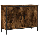 Bathroom Sink Cabinet Smoked Oak 80x30x60 cm Engineered Wood 842453