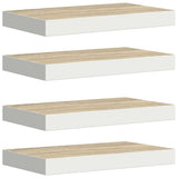 Floating Wall Shelves 4 pcs Oak and White 50x23.5x3.8 cm MDF 326575