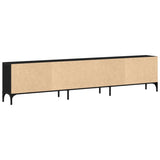 ZNTS TV Cabinet with Drawer Black Oak 200x25x44 cm Engineered Wood 863677