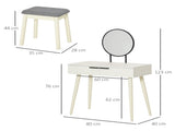 Dressing Table with Mirror and Stool, Vanity Makeup Desk Set with 2 Drawers, Cushioned Stool and T3398P341421