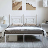 Metal Bed Frame without Mattress with Headboard White 150x200cm 374390