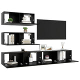 ZNTS 4 Piece TV Cabinet Set Black Engineered Wood 3078816