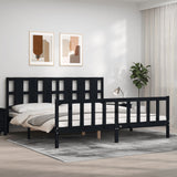Bed Frame without Mattress Black 200x200 cm Solid Wood Pine 3192255