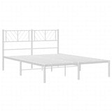 Metal Bed Frame without Mattress with Headboard White 140x200cm 372229
