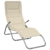 Folding Sun Loungers 2 pcs Cream Textilene&Powder-coated Steel 360173