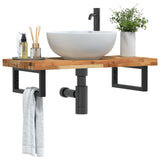 Basin Shelf Wall Mounted Steel and Solid Wood Acacia 3302745