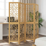 Room Divider 4 Panels Brown Solid Wood Paulownia 358865