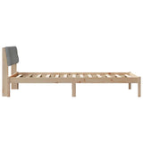 Bed frame Brown and light grey 100 x 200 cm Solid pine wood 878629