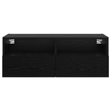TV Wall Cabinets Wall-mounted 2 pcs Black Oak 80 x 30 x 30 cm 882933