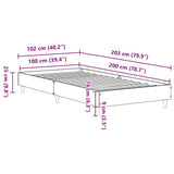 Bed Frame No Mattress Grey Sonoma 100x200 cm Engineered Wood 861044