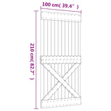 Sliding Door Natural and White 100 x 210 cm Solid Pine Wood 3445043