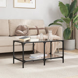 Coffee Table with Black Glass Top 78.5x40x40 cm Steel 845977