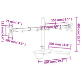 Dual Monitor Stand Black Steel VESA 75/100 mm 358008