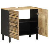 Bathroom Sink Cabinet Black 62x33x58 cm Solid Wood Mango 4018647