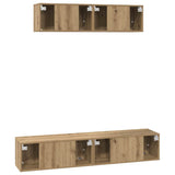 TV Cabinet Set Wall-mounted 4 pcs Artisan Oak Engineered Wood 3393362