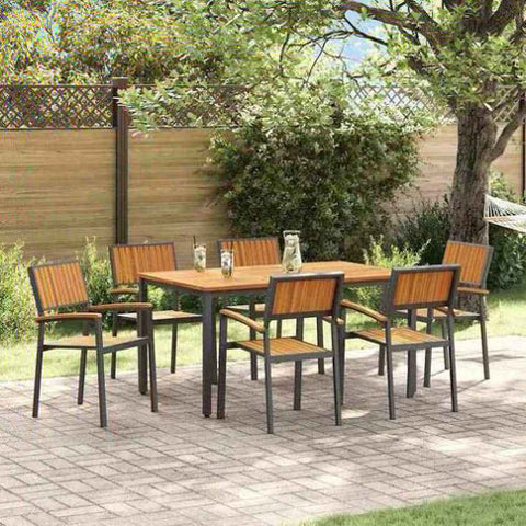 Garden Dining Set 7 pcs Black and brown 3284416