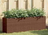 Garden Planter with 2 Pots Brown 90x20x40 cm Poly Rattan 366408