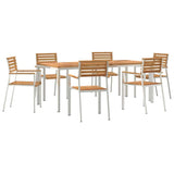 Garden Dining Set 7 pcs Solid Teak Wood and Stainless Steel 3334787
