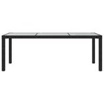 Garden Table Black 190x90x75 cm Tempered Glass and Poly Rattan 316712