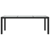 Garden Table Black 190x90x75 cm Tempered Glass and Poly Rattan 316712