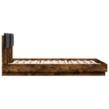 Bed Frame with LED without Mattress Smoked Oak 140x200 cm 3210014