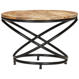 ZNTS Coffee Table Black 60x60x40 cm Solid Rough Mango Wood 321935